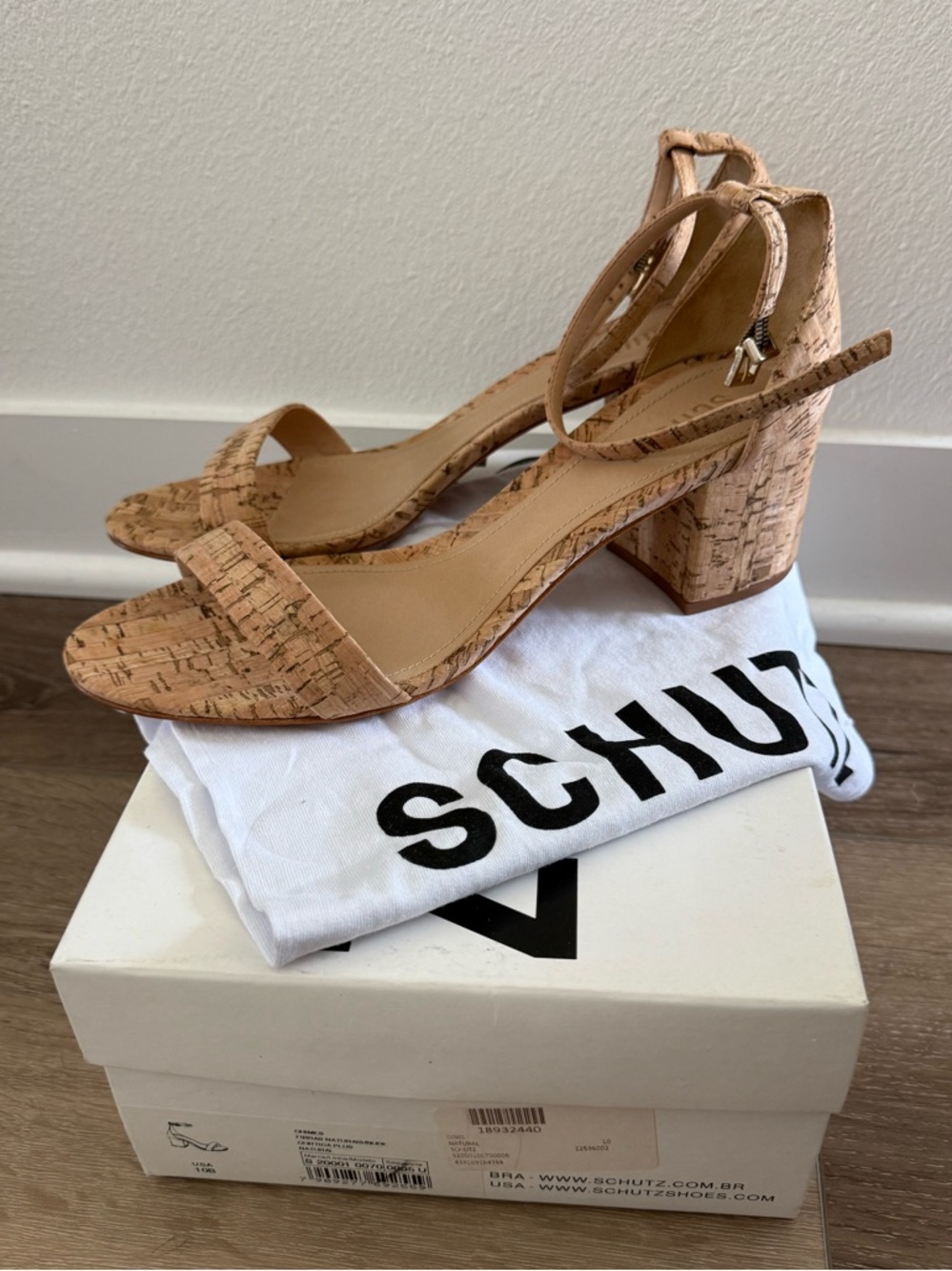NIB Schutz Anthropologie Cork Chimes Block Heels Sandals size 10 B